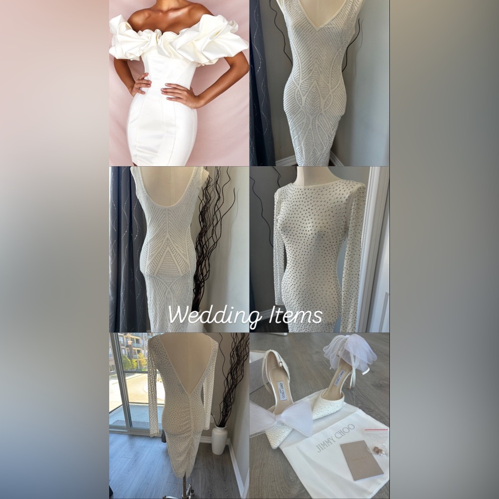House of CB White Cream Embellished Long Sleeve Bodycon Dress
